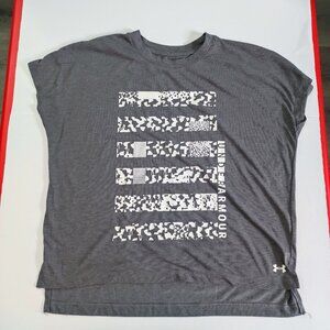 Under Armour  short sleeve T-shirt street wear grey women's size XS Loose